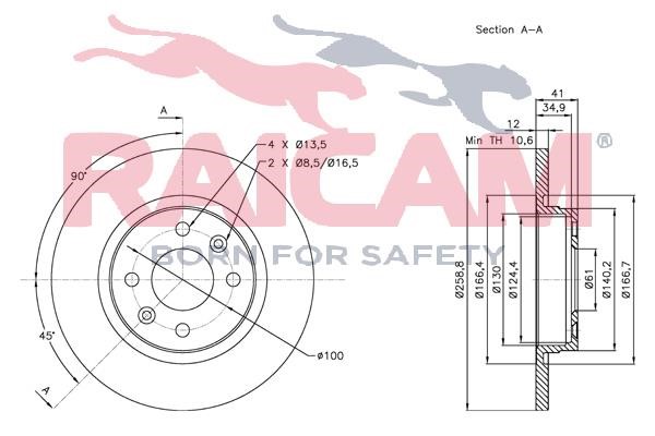 Unventilated front brake disc Raicam RD00685