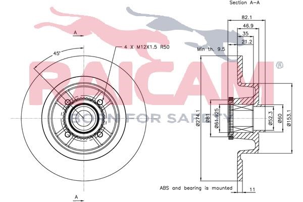 Rear brake disc, non-ventilated Raicam RD00691