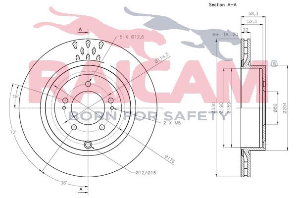 Rear ventilated brake disc Raicam RD01417