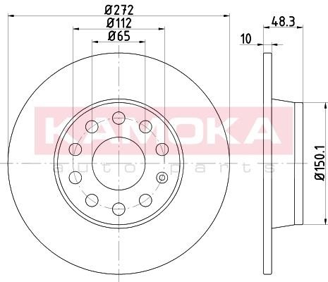 Kamoka 103171 Rear brake disc, non-ventilated 103171