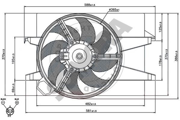 Somora 092530B Fan, radiator 092530B