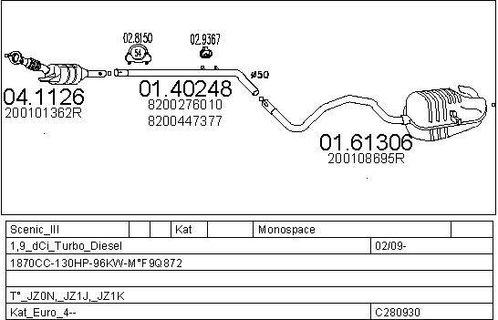Mts C280930028171 Exhaust system C280930028171