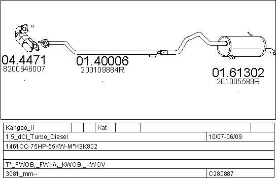 Mts C280887027965 Exhaust system C280887027965