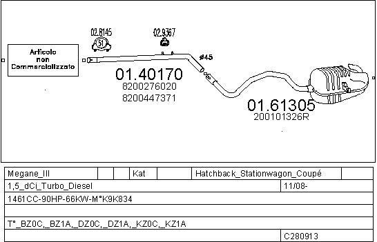 Mts C280913028085 Exhaust system C280913028085