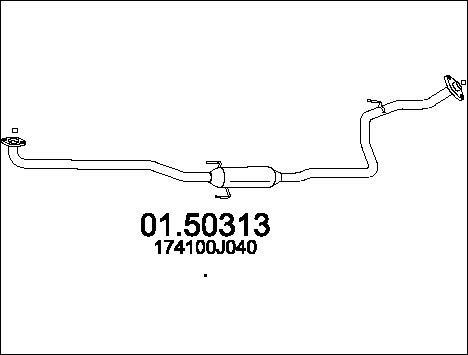 Middle silencer Toyota Yaris: 0150313 Mts Centre Muffler