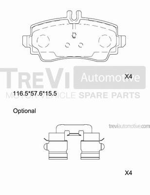 Trevi automotive PF1057 Brake Pad Set, disc brake PF1057