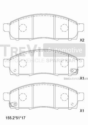 Trevi automotive PF1671 Brake Pad Set, disc brake PF1671