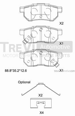 Trevi automotive PF1519 Brake Pad Set, disc brake PF1519