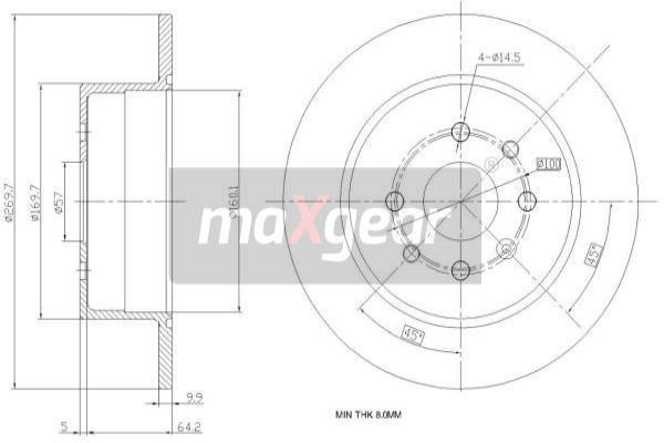 Maxgear 19-0788 Rear brake disc, non-ventilated 190788