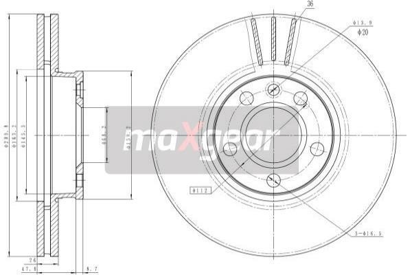 Maxgear 19-1035 Front brake disc ventilated 191035