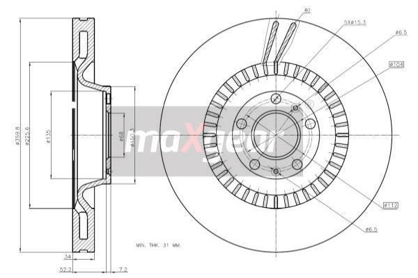 Maxgear 19-2020 Front brake disc ventilated 192020