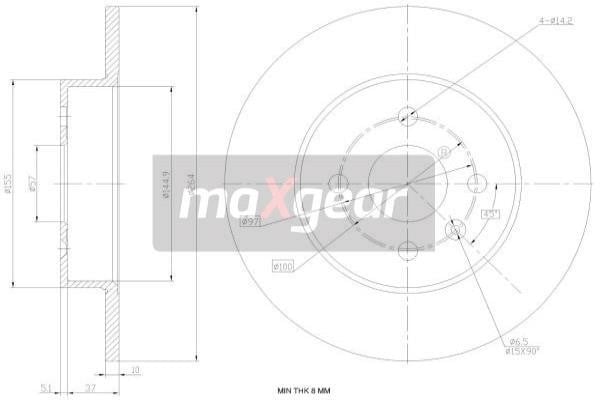 Maxgear 19-1020 Rear brake disc, non-ventilated 191020