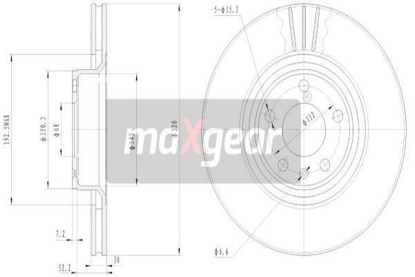 Maxgear 19-1838 Front brake disc ventilated 191838