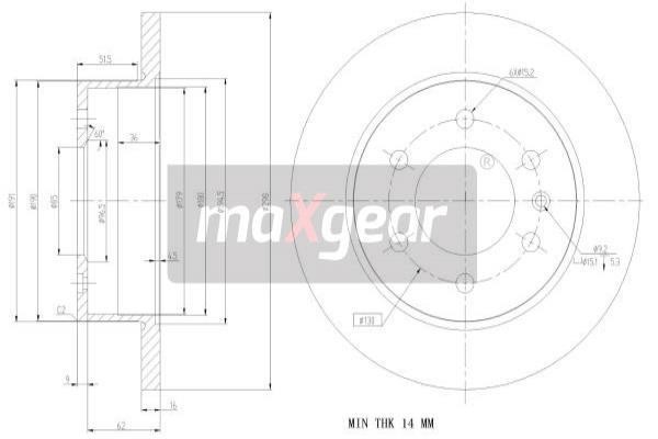 Maxgear 19-1235 Rear brake disc, non-ventilated 191235