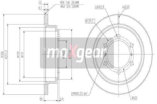 Maxgear 19-0949 Rear ventilated brake disc 190949