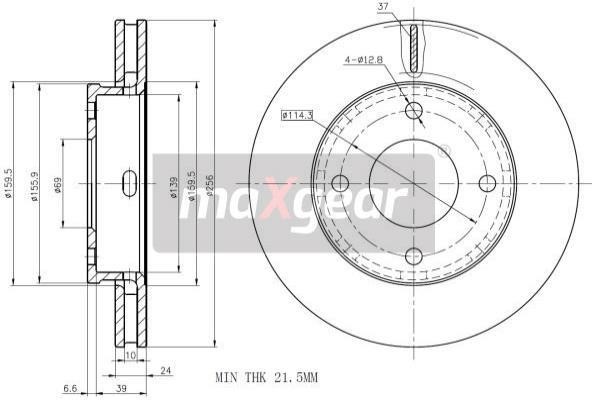 Maxgear 19-1857 Front brake disc ventilated 191857