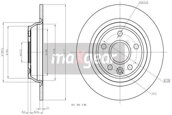 Maxgear 19-1853 Rear brake disc, non-ventilated 191853