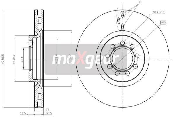 Maxgear 19-1336 Front brake disc ventilated 191336