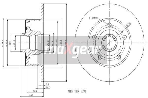 Rear solid brake disc Maxgear 19-0787