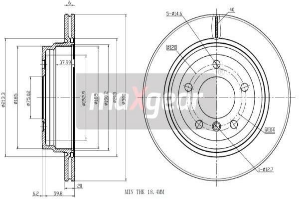 Rear vented brake disc Maxgear 19-1947