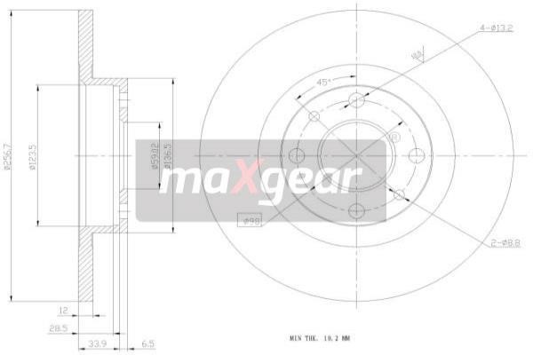 Maxgear 19-0768 Unventilated front brake disc 190768