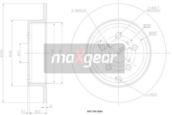 Maxgear 19-0964 Rear brake disc, non-ventilated 190964