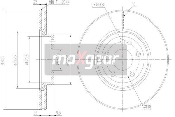 Maxgear 19-1267 Front brake disc ventilated 191267