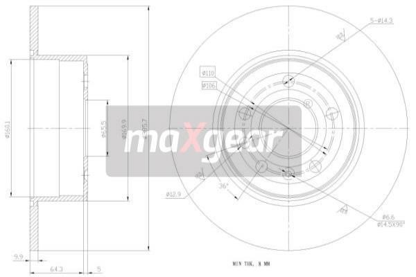 Maxgear 19-0745 Rear brake disc, non-ventilated 190745