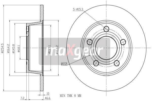 Maxgear 19-1802MAX Rear brake disc, non-ventilated 191802MAX