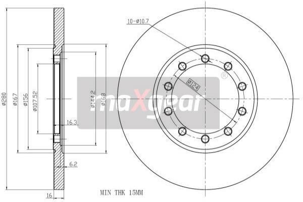 Rear solid brake disc Maxgear 191932MAX