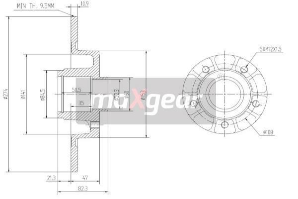Maxgear 19-1276 Rear brake disc, non-ventilated 191276