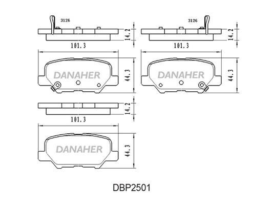 Danaher DBP2501 Brake Pad Set, disc brake DBP2501