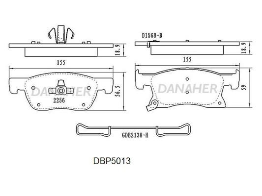 Danaher DBP5013 Brake Pad Set, disc brake DBP5013