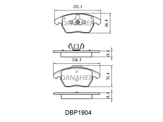 Danaher DBP1904 Brake Pad Set, disc brake DBP1904