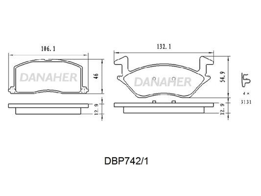 Danaher DBP742/1 Brake Pad Set, disc brake DBP7421