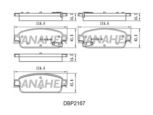 Danaher DBP2167 Brake Pad Set, disc brake DBP2167