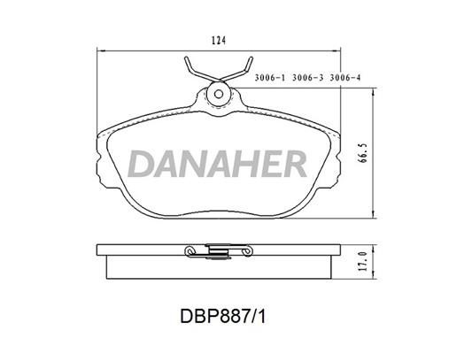 Danaher DBP887/1 Brake Pad Set, disc brake DBP8871
