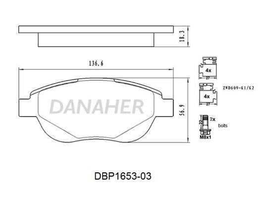 Danaher DBP1653-03 Brake Pad Set, disc brake DBP165303