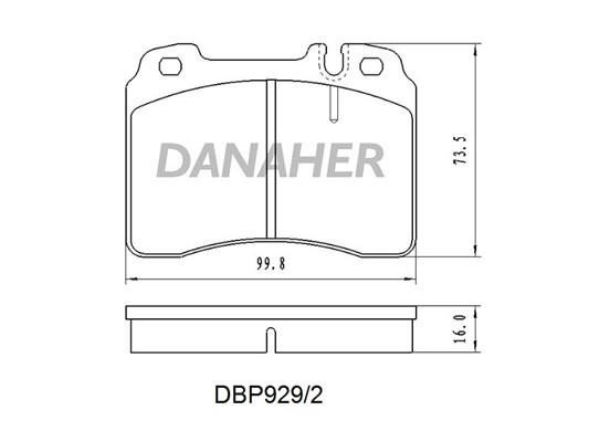 Danaher DBP929/2 Brake Pad Set, disc brake DBP9292