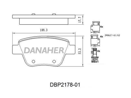 Danaher DBP2178-01 Brake Pad Set, disc brake DBP217801