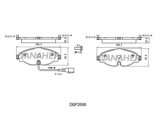 Danaher DBP2698 Brake Pad Set, disc brake DBP2698