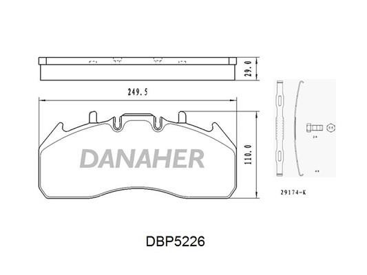 Danaher DBP5226 Brake Pad Set, disc brake DBP5226
