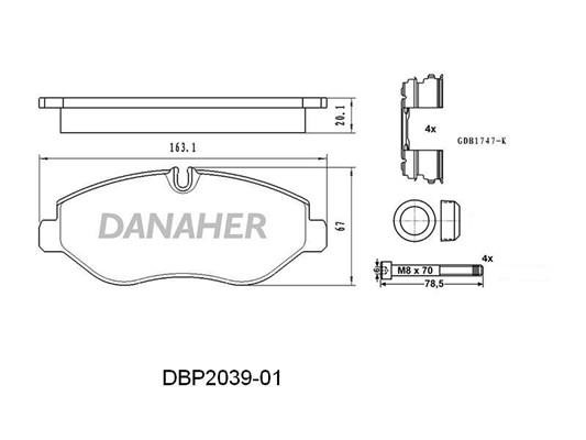 Danaher DBP2039-01 Brake Pad Set, disc brake DBP203901
