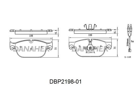 Danaher DBP2198-01 Front disc brake pads, set DBP219801