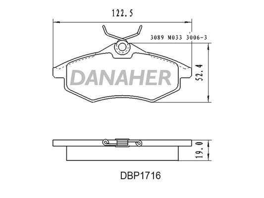Danaher DBP1716 Brake Pad Set, disc brake DBP1716