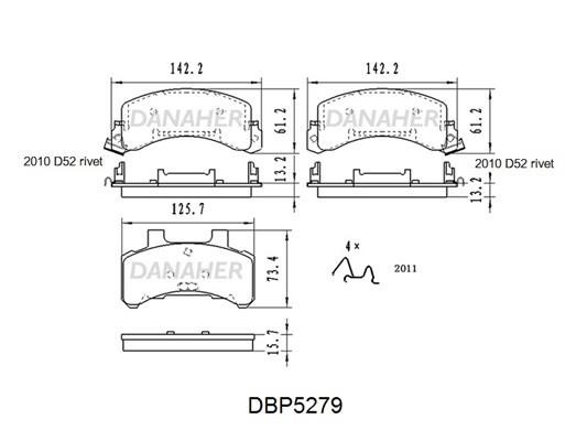 Danaher DBP5279 Brake Pad Set, disc brake DBP5279