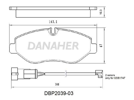 Danaher DBP2039-03 Brake Pad Set, disc brake DBP203903