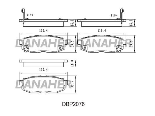 Danaher DBP2076 Brake Pad Set, disc brake DBP2076