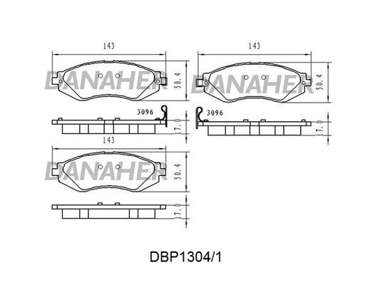 Danaher DBP1304/1 Front disc brake pads, set DBP13041
