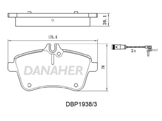 Danaher DBP1938/3 Brake Pad Set, disc brake DBP19383